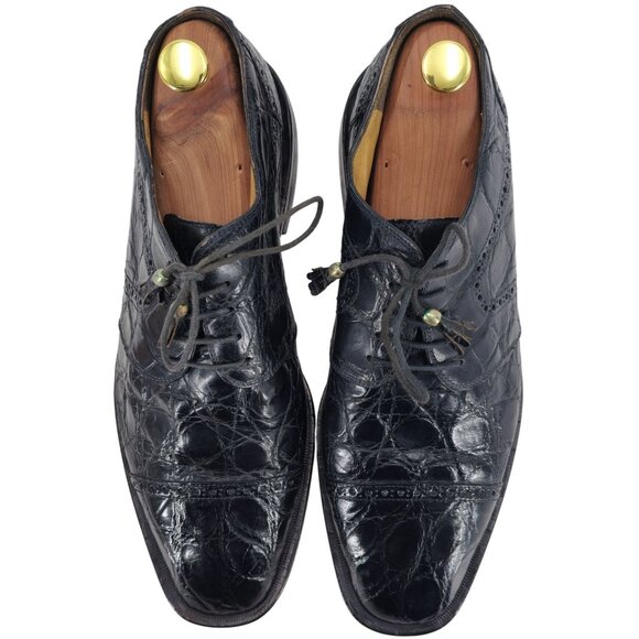 Mauri Italy Vintage Exotic Black Crocodile Dress Shoes Mens 11.5 Luxury Oxfords main image 2